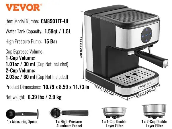 15 Bar Coffee and Espresso Maker